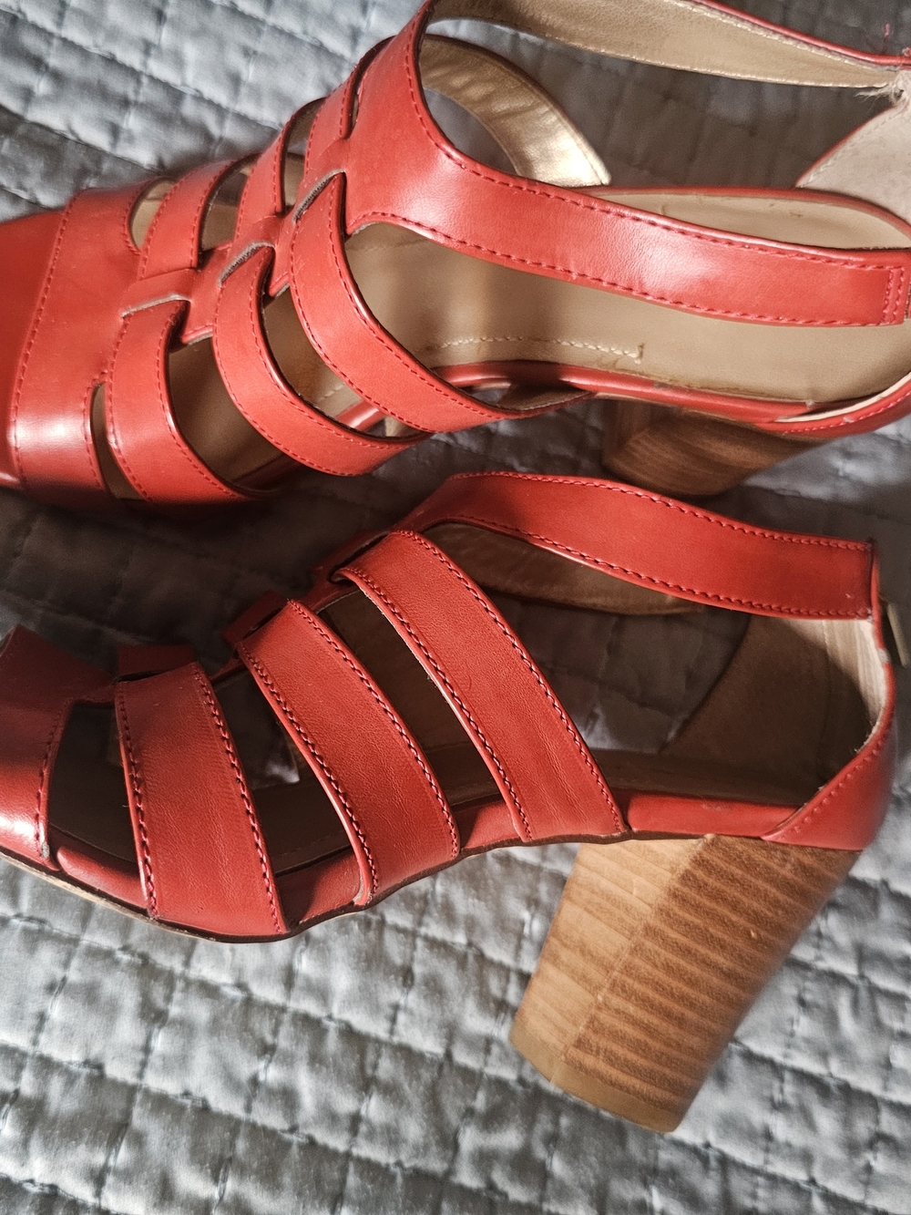 Bandolino Red Strappy Block Heel Sandals